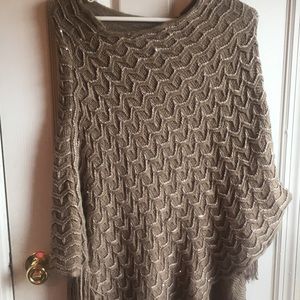 Medium sequined taupe shawl / wrap EUC
